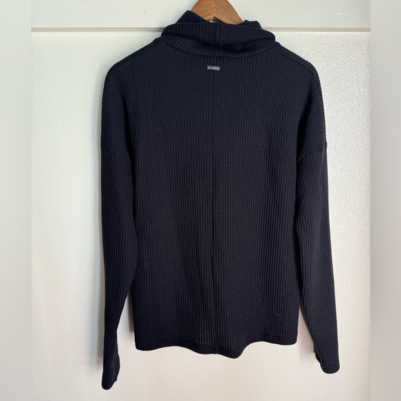 Columbia L Black Waffle Knit Turtleneck Pullover Sweater - Picture 6 of 10